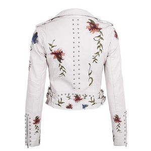 Faux leather motto jacket white or black